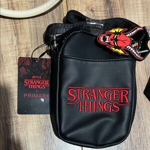 Primark Black Stranger Things Crossbody Bag with Red Logo